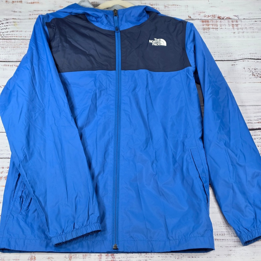 The North Face Windbreaker Jacket Boys XL 18/20 Blue Excellent Hooded Full Zip
